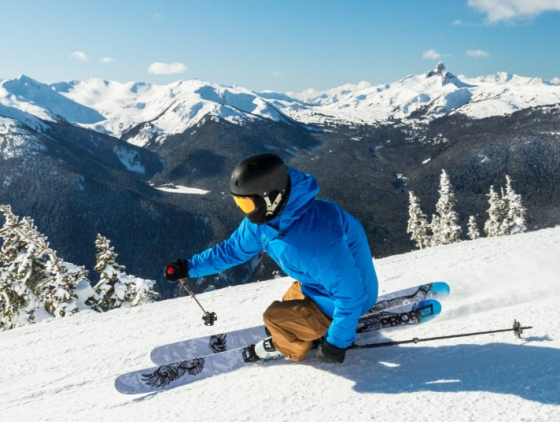 skier in Whistler with helmet