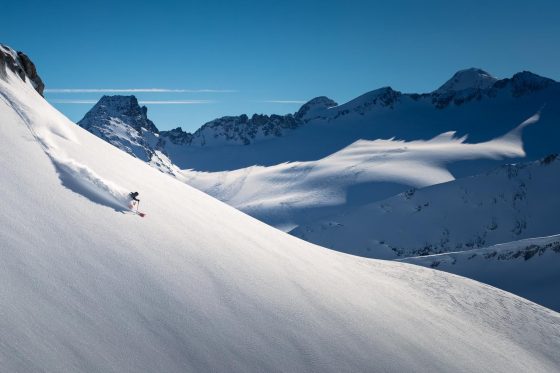 skier in mountains
