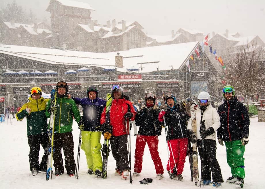 group of skiers on alltracks course