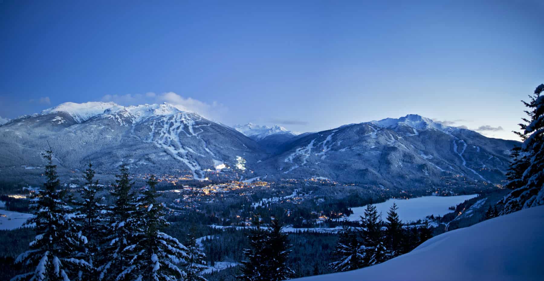 Panoramic-photo-of-Whistler-Blackcomb-ski-slops-from-a-distance