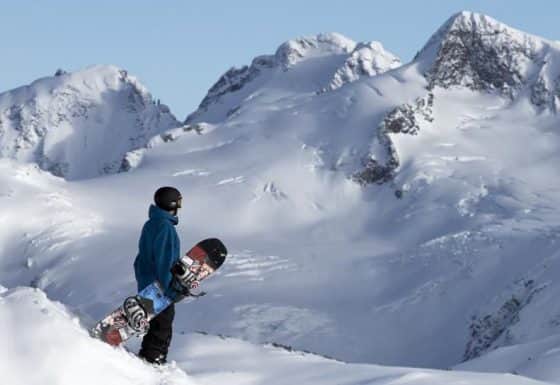 snowboarding in the mountain